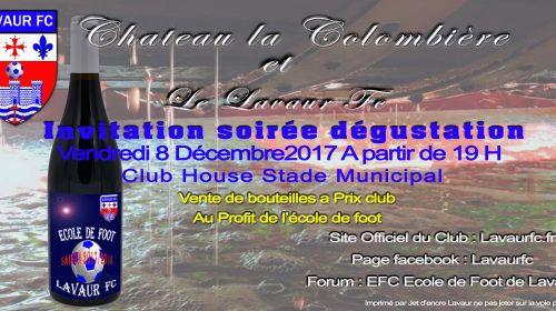 Le 8 décembre à partir de 19h, soirée dégustation au profit de l&rsquo;école de foot