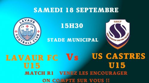 U15 R1 C&rsquo;EST PARTI SAMEDI 18 SEPTEMBRE 2021
